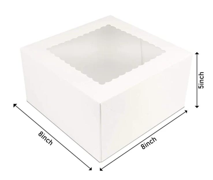 White window bakery box with size markings
